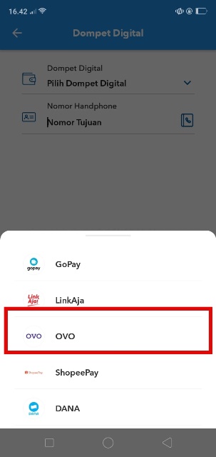 Pilih isi saldo dengan OVO