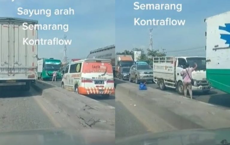 VIRAL Momen Emak emak Gendong Anak Atur Lalu Lintas Demi Beri Jalan Untuk Ambulans