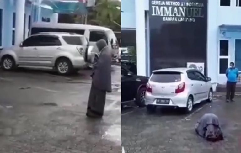 Viral Wanita Salat di Depan Gereja Immanuel Bandar Lampung Kenapa