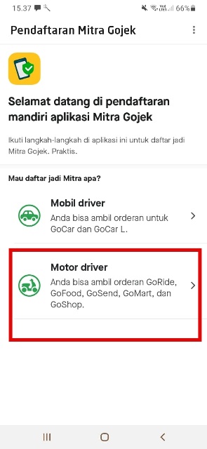 Cara Daftar Driver Gojek 