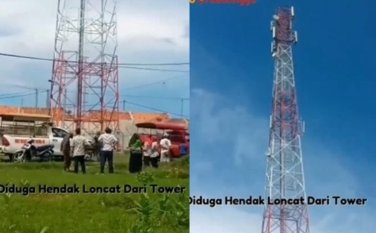 Diduga Hendak Bunuh Diri Seorang Pria di Probolinggo Nekat Naik ke Atas Tower