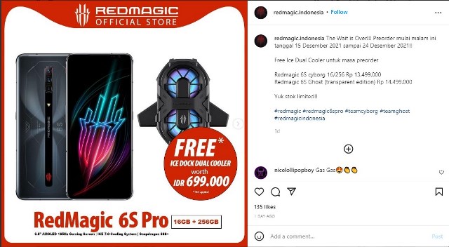 Harga Red Magic 6s Pro di Indonesia