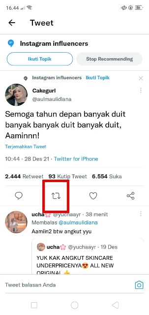 Meretweet postingan Twitter