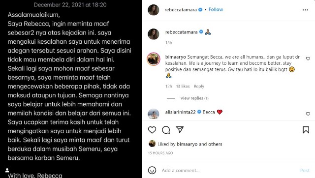 Permintaan Maaf Rebecca Tamara