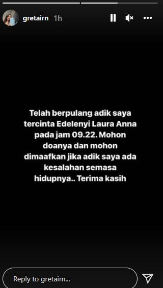 Story Akun Instagram Kakak Laura Anna