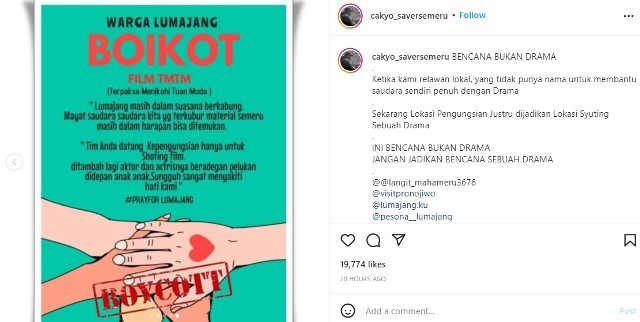 Unggahan akun IG @cakyo savesemeru