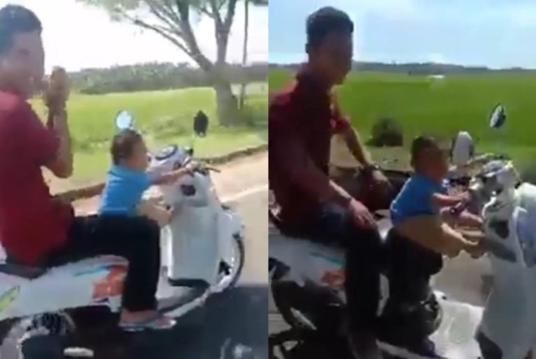 VIRAL Aksi Balita Bisa Bawa Motor Pria Diduga Ayahnya Ramai Dikecam
