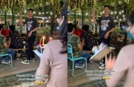Viral Insiden Memalukan Saat Wanita Beri Kejutan Ulang Tahun Untuk Pacar