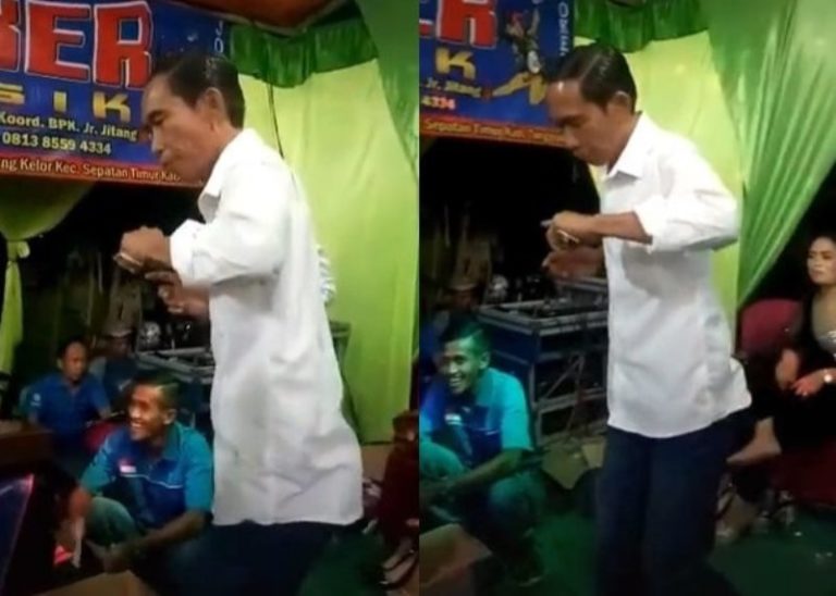 Wajahnya Mirip Presiden Jokowi Video Bapak bapak Asyik Joget Bareng Biduan Auto Viral