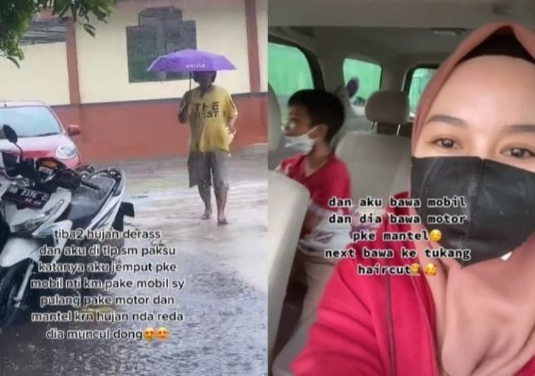 Bikin Iri Suami Rela Tukar Kendaraan Demi Anak dan Istri Agar Tak Kehujanan