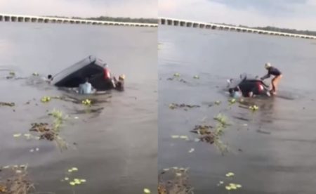 Detik detik Mobil Tercebur ke Sungai Lalu Tenggelam Diduga Gegara Sopir Lupa Rem Tangan
