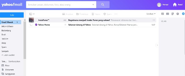 Halaman Utama Yahoo Mail