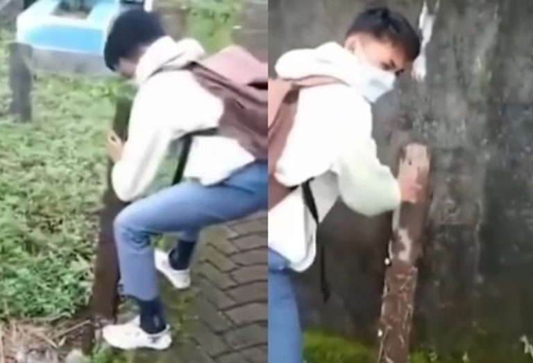 Kelewatan Remaja Nekat Cabut Nisan di Kuburan Untuk Panjat Tembok Sekolah