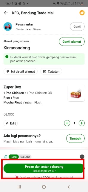 Konfirmasi Pembayaran dan Pesan Makanan