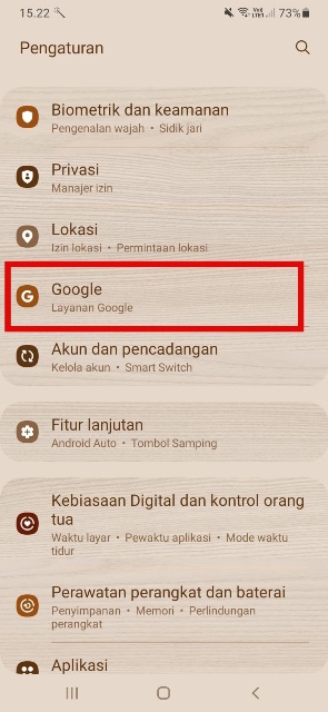 Pilih Google untuk mengubah nama akun