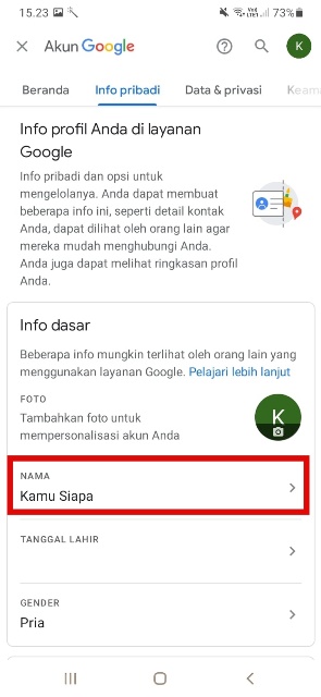 Pilih Opsi Nama