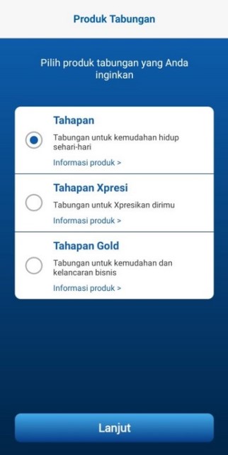 Pilih Produk Tabungan