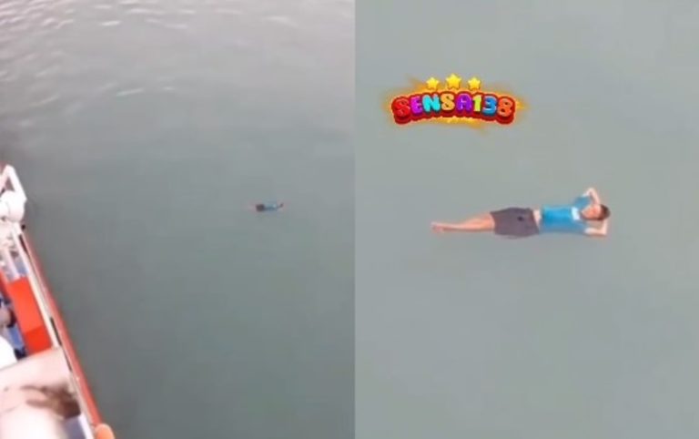 Santuy Banget Pria ini Terekam Lagi Rebahan di Tengah Laut Sendirian