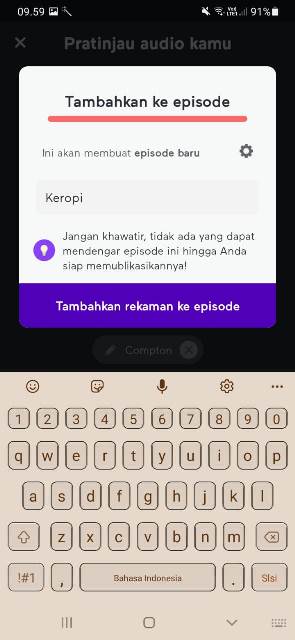 Simpan Rekaman ke Episode