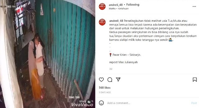 Tangkapan Layar Unggahan Akun Instagram @andreli 48