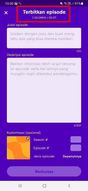 Terbitkan Episode agar bisa Didengarkan orang lain