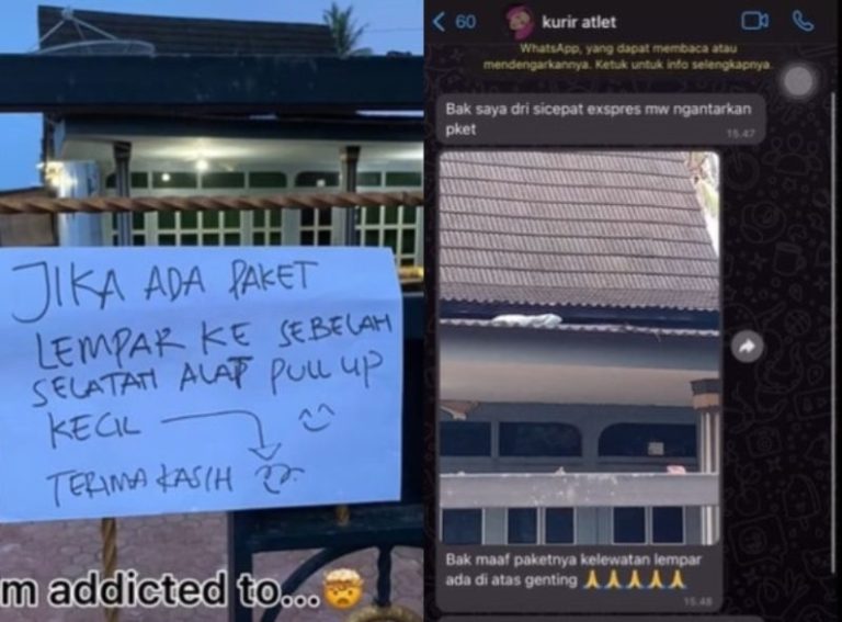 Viral ‘Kurir Atlet’, Niat Lempar Paket ke Depan Pintu Malah Bablas ke Atas Genteng Viral Kurir Atlet Niat Lempar Paket ke Depan Pintu Malah ke Atas Genteng