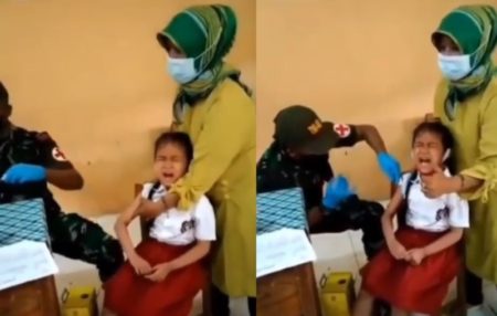 Viral Momen Bocah Takut Disuntik Lantunkan Sholawat Sambil Pejamkan Mata Gemas