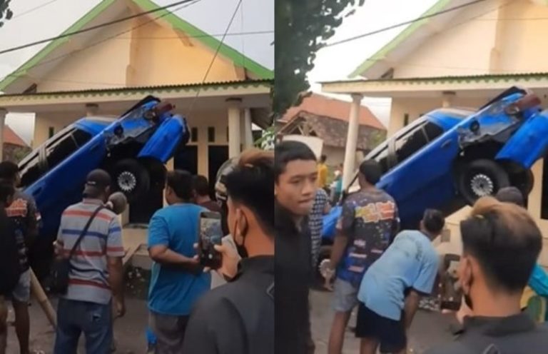 Viral Penampakan Mobil Nyangkut di Kabel Penyangga Tiang Listrik Ternyata Gegara ini