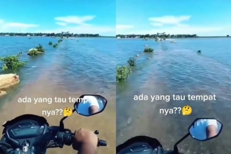 Viral Video Pria Sebrangi Laut dengan Naik Motor Bikin Deg degan Sekaligus Keren