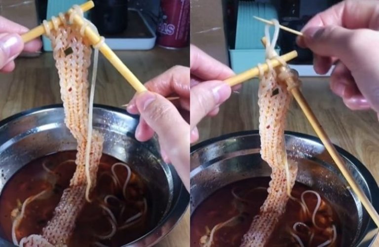 Viral Warganet ini Berhasil Rajut Mi Instan Rebus Pakai Sumpit Kegabutan HQQ