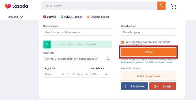 Buat Akun Lazada