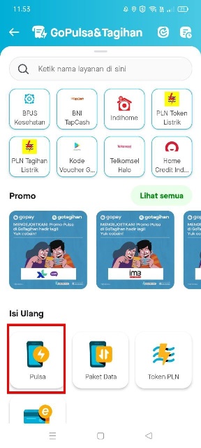 Cari Menu Isi Ulang Pulsa