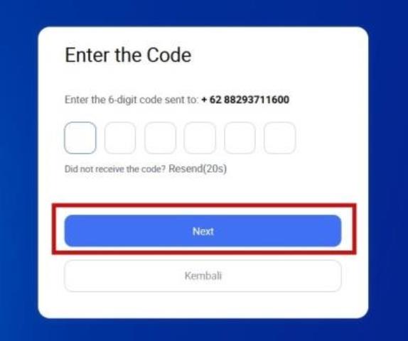 Enter Code Verification