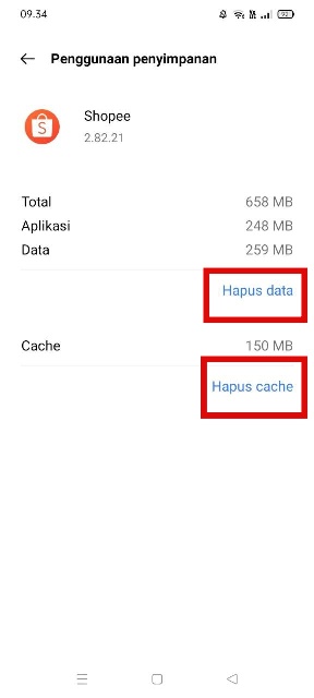 Hapus Data dan Cache