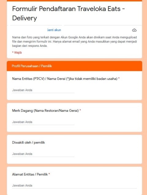 Isi Identitas Pemilik Usaha 
