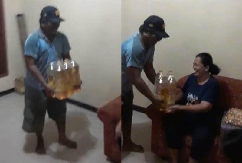 Lagi Langka Suami Inisiatif Hadiahi Istri 6 Botol Minyak Goreng