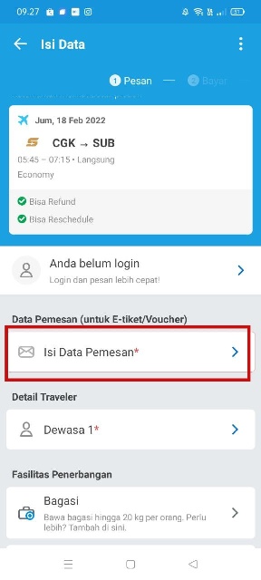 Lengkapi Data Penumpang