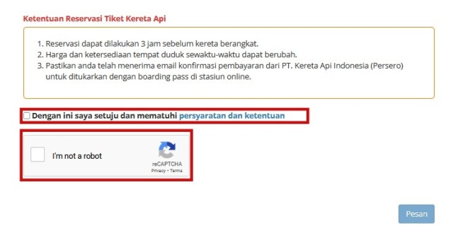 Menyetujui Pemesanan Tiket Kereta