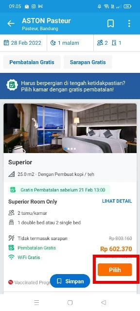 Pilih Jenis Kamar yang kamu inginkan