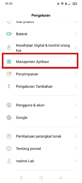 Pilih Manajemen Aplikasi