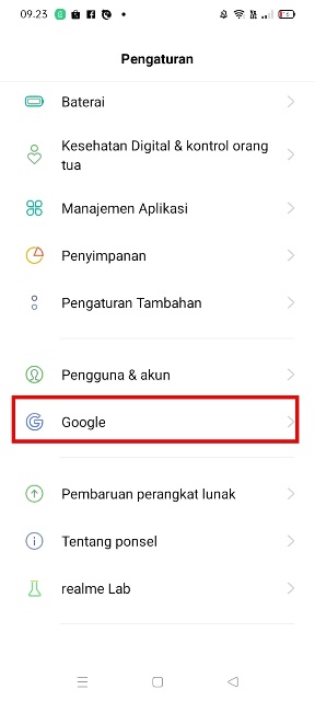 Pilih Menu Google
