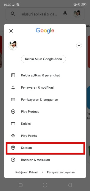 Pilih Menu Setelan