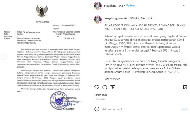 Unggahan Akun Instagram @magelang raya