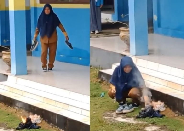 VIRAL Video Guru Bakar Sepatu Murid Diduga Gegara Langgar Aturan