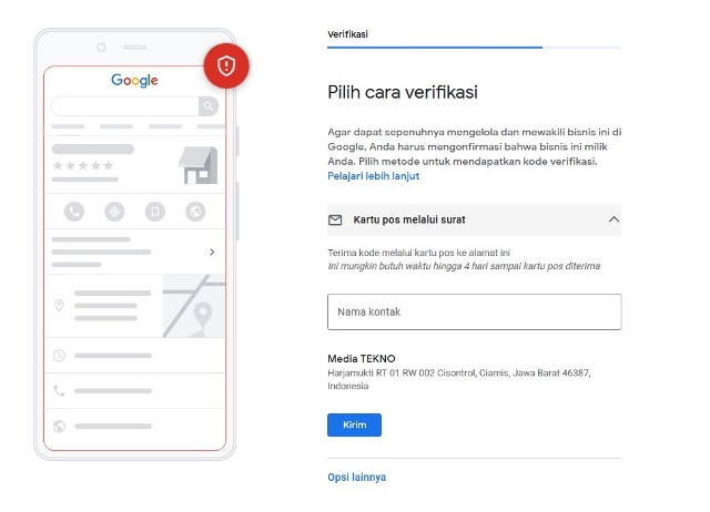 Verifikasi Akun Google Bisnisku