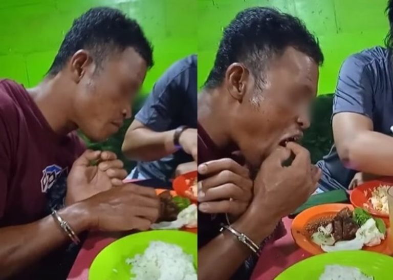 Viral Momen Pelaku Kejahatan Ditraktir Makan Oleh Polisi dengan Tangan Masih Diborgol