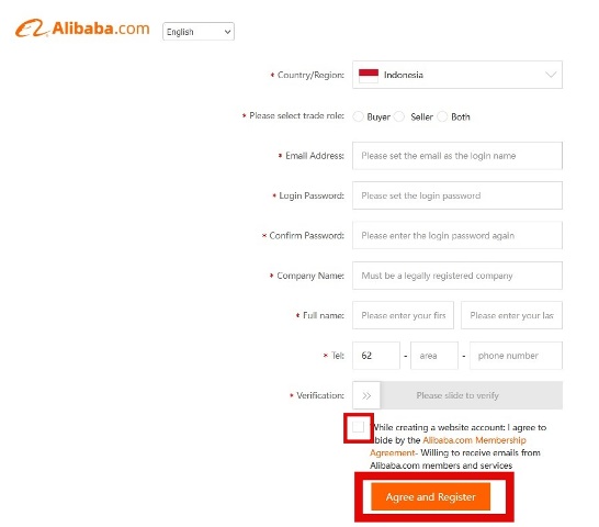 Buat Akun Alibaba