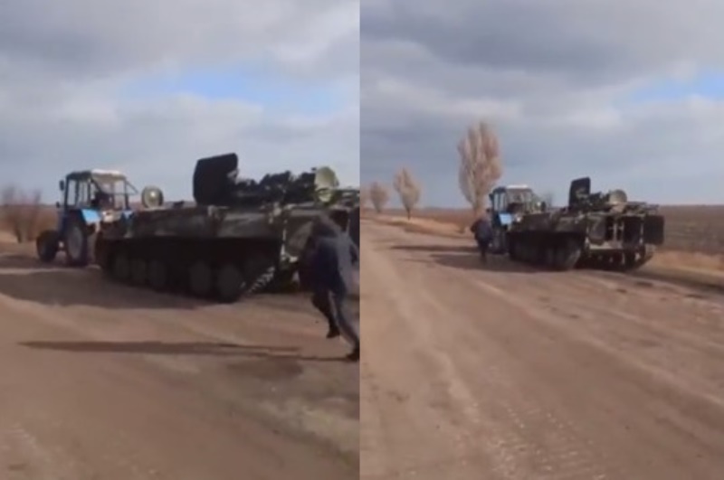 Detik detik Petani Ukraina Curi Tank Tempur Rusia Pakai Traktor