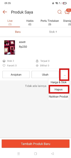 Hapus Produk