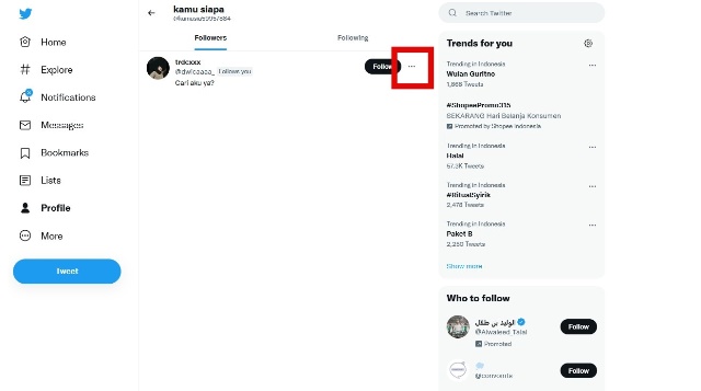 Klik Tiga Titik di Samping Nama Akun Followers
